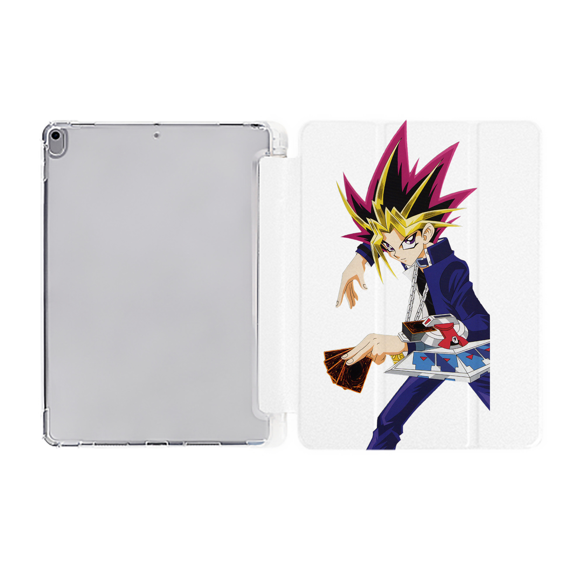 （画像用） 遊☆戯☆王 Yu-Gi-Oh! IPad ケース ペン収納付き 三つ折りスタンド PUレザー×シリコン 対応機種9.5/10.5/10.9インチ